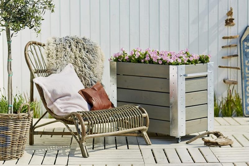 PLUS Cubic blomlåda 87x50x70 cm med stålhörn och hjul - Utemöbler - Övrigt utemöbler - Tillbehör - Övriga trädgårdstillbehör