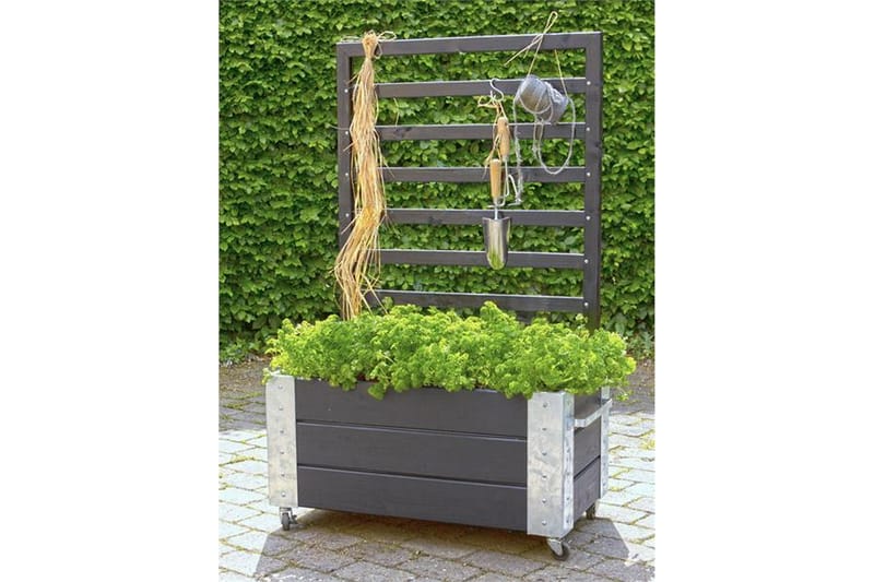 PLUS Cubic Blomlåda med spaljé 87x50x130 cm med stålhörn och - Utemöbler - Övrigt utemöbler - Tillbehör - Övriga trädgårdstillbehör