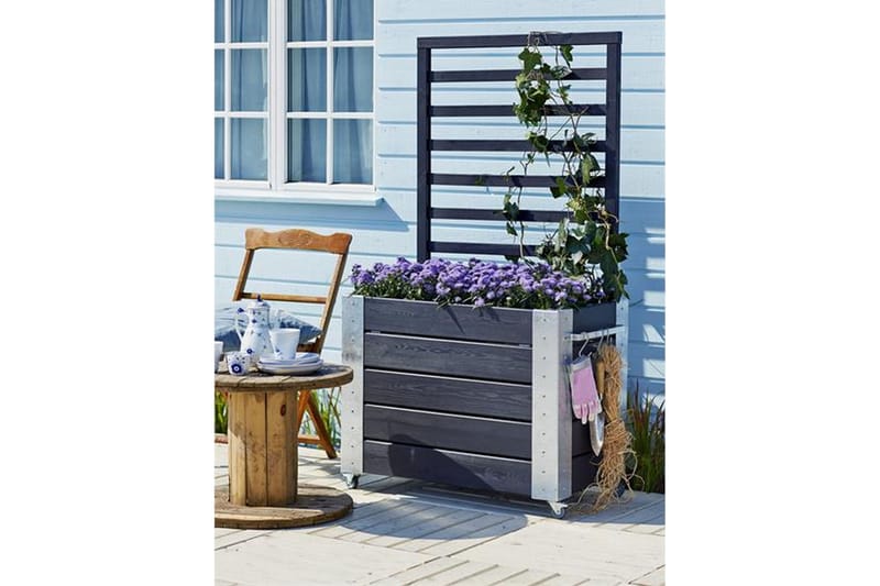 PLUS Cubic Blomlåda med spaljé 87x50x155 cm med stålhörn och - Utemöbler - Övrigt utemöbler - Tillbehör - Övriga trädgårdstillbehör