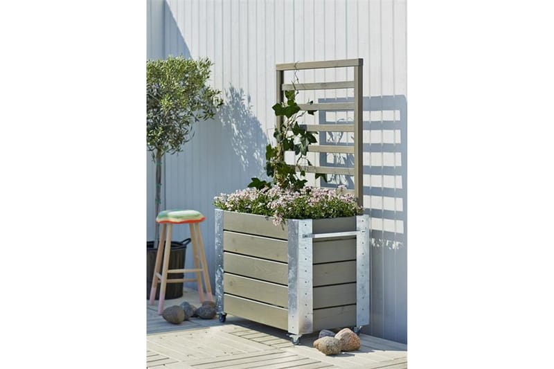 PLUS Cubic Blomlåda med spaljé 87x50x155 cm med stålhörn och - Utemöbler - Övrigt utemöbler - Tillbehör - Övriga trädgårdstillbehör