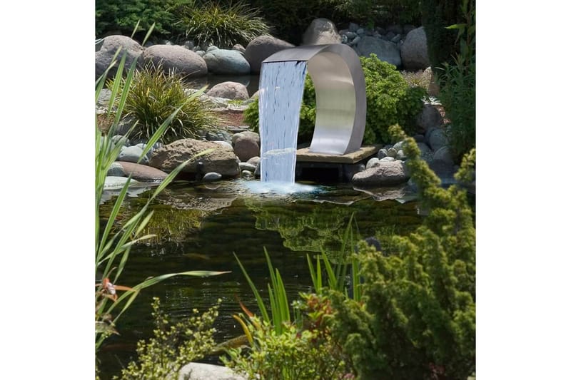 Poolfontän trädgårdsvattenfall i rostfritt stål 45x30x60 cm - Silver - Övriga trädgårdstillbehör - Vattenfall damm