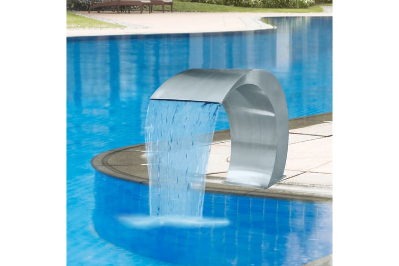 Poolfontän trädgårdsvattenfall i rostfritt stål 45x30x60 cm - Silver - Övriga trädgårdstillbehör - Vattenfall damm