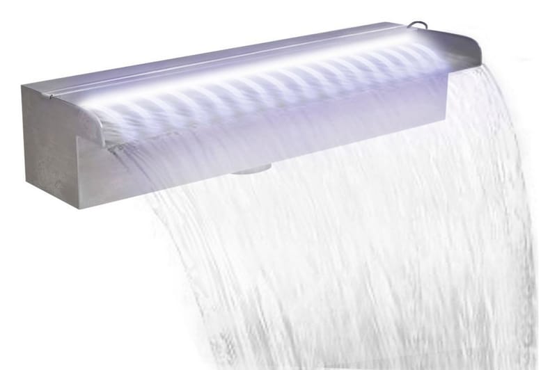 Rektangulärt Vattenfall Poolfontän m LEDs i rostfritt stål 4 - Silver - Utemöbler - Övrigt utemöbler - Tillbehör - Övriga trädgårdstillbehör