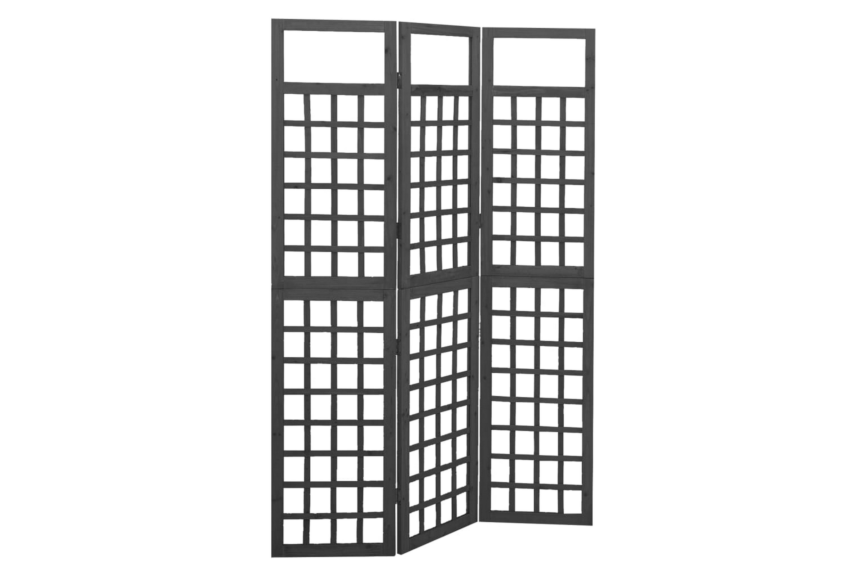 Rumsavdelare/Spaljé 3 paneler massiv gran svart 121×180 cm – Svart