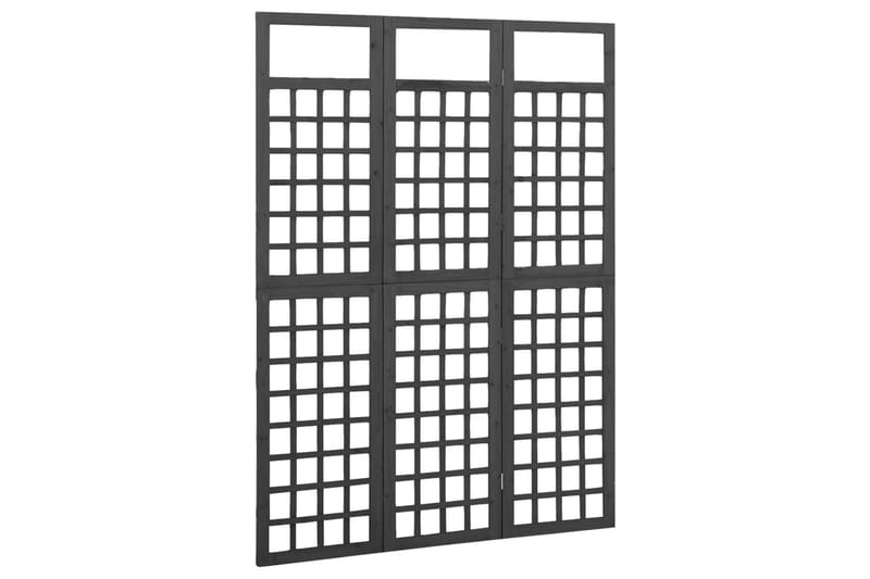 Rumsavdelare/Spaljé 3 paneler massiv gran svart 121x180 cm - Svart - Utemöbler - Övrigt utemöbler - Tillbehör - Övriga trädgårdstillbehör