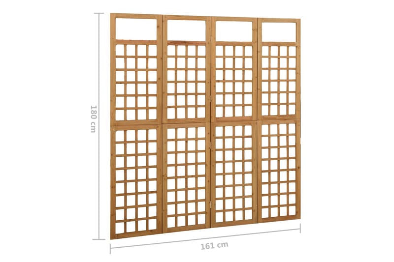 Rumsavdelare/Spaljé 4 paneler massiv furu 161x180 cm - Brun - Övriga trädgårdstillbehör
