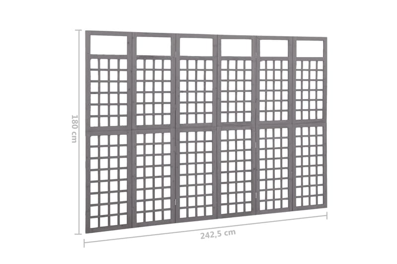 Rumsavdelare/Spaljé 6 paneler massiv furu grå 242,5x180 cm - Grå - Utemöbler - Övrigt utemöbler - Tillbehör - Övriga trädgårdstillbehör