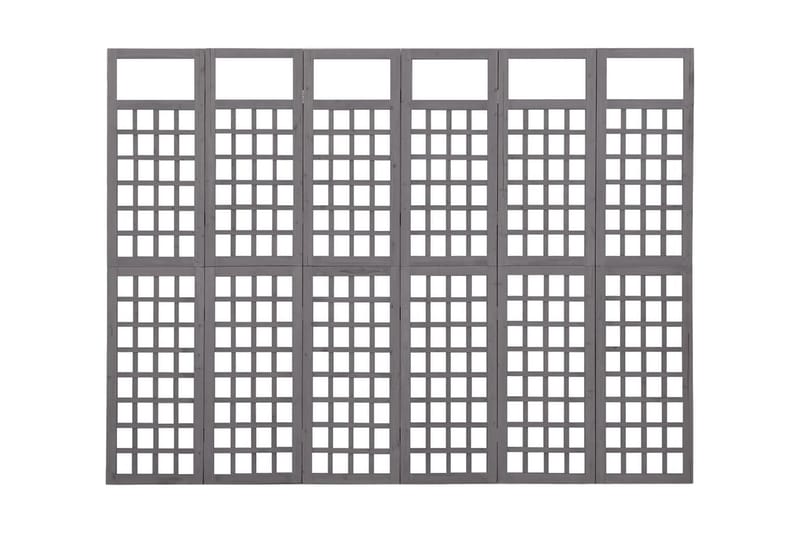Rumsavdelare/Spaljé 6 paneler massiv furu grå 242,5x180 cm - Grå - Utemöbler - Övrigt utemöbler - Tillbehör - Övriga trädgårdstillbehör