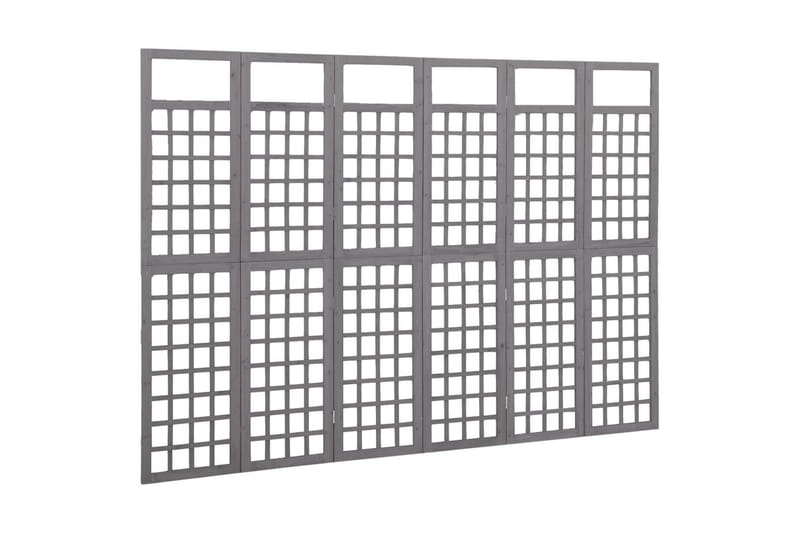 Rumsavdelare/Spaljé 6 paneler massiv furu grå 242,5x180 cm - Grå - Utemöbler - Övrigt utemöbler - Tillbehör - Övriga trädgårdstillbehör