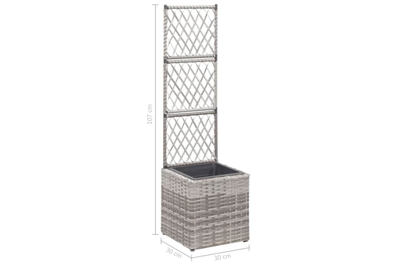 Spaljé med 1 kruka upphöjd 30x30x107 cm konstrotting grå - Grå - Utemöbler - Övrigt utemöbler - Tillbehör - Övriga trädgårdstillbehör