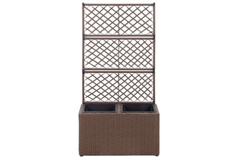 Spaljé med 2 krukor upphöjd 58x30x107 cm konstrotting brun - Brun - Utemöbler - Övrigt utemöbler - Tillbehör - Övriga trädgårdstillbehör