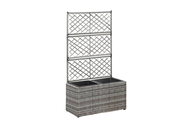 Spaljé med 2 krukor upphöjd 58x30x107 cm konstrotting grå - Grå - Utemöbler - Övrigt utemöbler - Tillbehör - Övriga trädgårdstillbehör