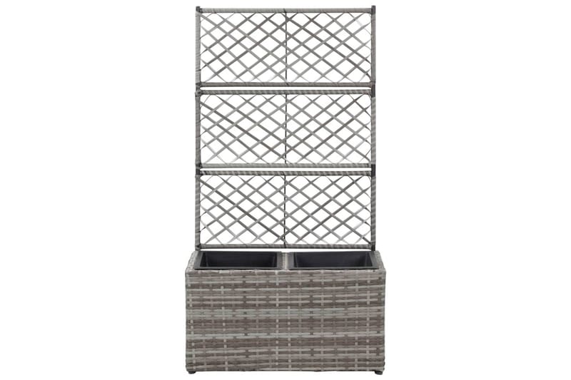 Spaljé med 2 krukor upphöjd 58x30x107 cm konstrotting grå - Grå - Utemöbler - Övrigt utemöbler - Tillbehör - Övriga trädgårdstillbehör