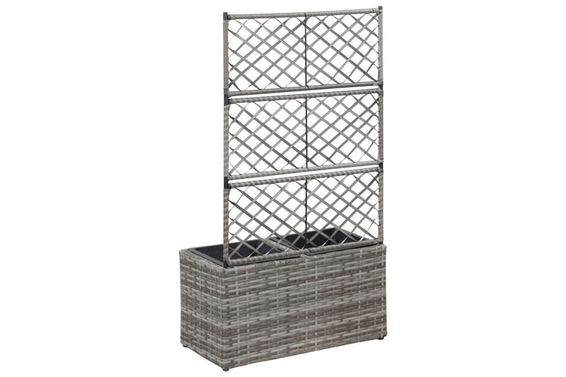 Spaljé med 2 krukor upphöjd 58x30x107 cm konstrotting grå - Grå - Utemöbler - Övrigt utemöbler - Tillbehör - Övriga trädgårdstillbehör