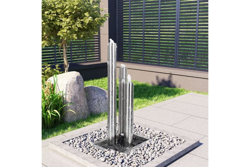 Trädgårdsfontän silver 48x34x88 cm rostfritt stål - Silver - Utemöbler - Övrigt utemöbler - Tillbehör - Övriga trädgårdstillbehör