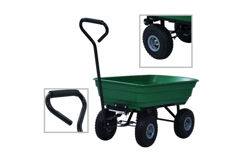 Trädgårdsvagn tippbar 300 kg 75L grön - Utemöbler - Övrigt utemöbler - Tillbehör - Övriga trädgårdstillbehör