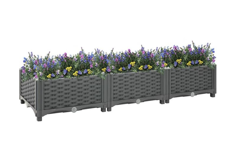 Upphöjd odlingslåda 120x40x23 cm polypropen - Grå - Övriga trädgårdstillbehör - Blomlåda