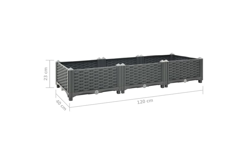 Upphöjd odlingslåda 120x40x23 cm polypropen - Grå - Utemöbler - Övrigt utemöbler - Tillbehör - Övriga trädgårdstillbehör