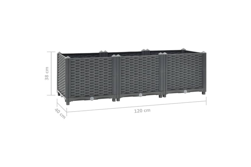 Upphöjd odlingslåda 120x40x38 cm polypropen - Grå - Utemöbler - Övrigt utemöbler - Tillbehör - Övriga trädgårdstillbehör