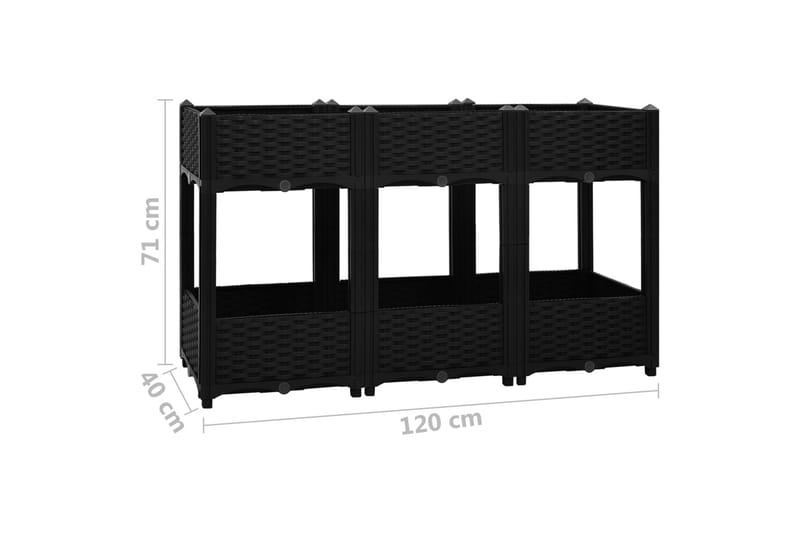 Upphöjd odlingslåda 120x40x71 cm polypropen - Svart - Utemöbler - Övrigt utemöbler - Tillbehör - Övriga trädgårdstillbehör
