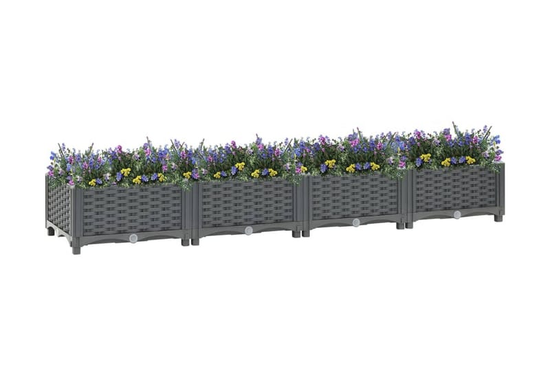 Upphöjd odlingslåda 160x40x23 cm polypropen - Grå - Övriga trädgårdstillbehör - Blomlåda