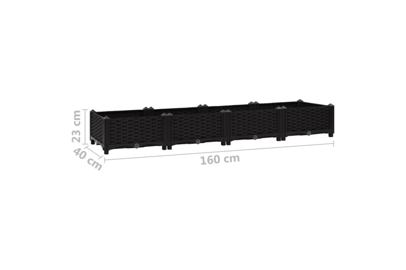 Upphöjd odlingslåda 160x40x23 cm polypropen - Svart - Utemöbler - Övrigt utemöbler - Tillbehör - Övriga trädgårdstillbehör