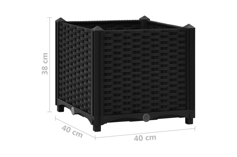 Upphöjd odlingslåda 40x40x38 cm polypropen - Svart - Utemöbler - Övrigt utemöbler - Tillbehör - Övriga trädgårdstillbehör