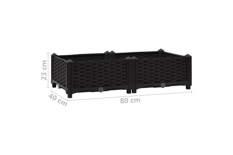 Upphöjd odlingslåda 80x40x23 cm polypropen - Svart - Utemöbler - Övrigt utemöbler - Tillbehör - Övriga trädgårdstillbehör