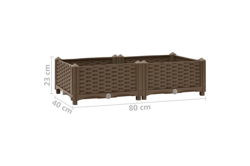 Upphöjd odlingslåda 80x40x23 cm polypropen - Brun - Utemöbler - Övrigt utemöbler - Tillbehör - Övriga trädgårdstillbehör
