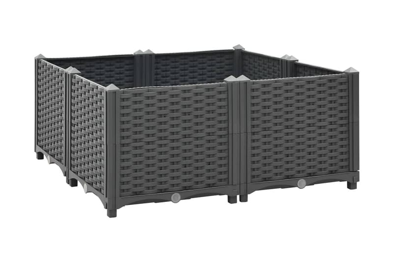Upphöjd odlingslåda 80x80x38 cm polypropen - Grå - Utemöbler - Övrigt utemöbler - Tillbehör - Övriga trädgårdstillbehör