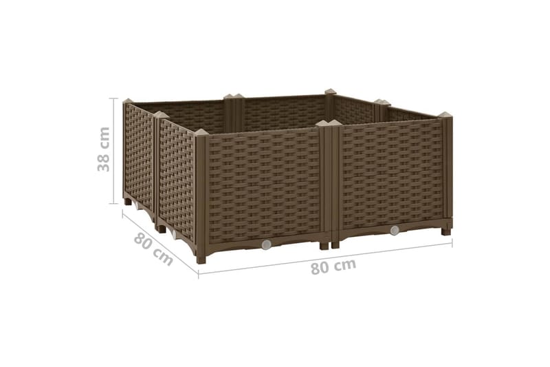 Upphöjd odlingslåda 80x80x38 cm polypropen - Brun - Utemöbler - Övrigt utemöbler - Tillbehör - Övriga trädgårdstillbehör
