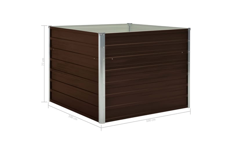 Upphöjd odlingslåda brun 100x100x77 cm galvaniserat stål - Brun - Utemöbler - Övrigt utemöbler - Tillbehör - Övriga trädgårdstillbehör