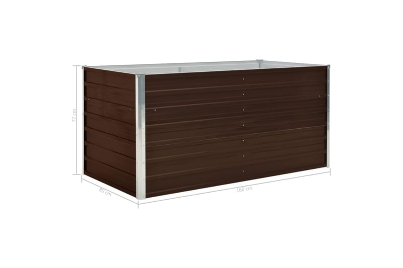 Upphöjd odlingslåda brun 160x80x77 cm galvaniserat stål - Brun - Utemöbler - Övrigt utemöbler - Tillbehör - Övriga trädgårdstillbehör