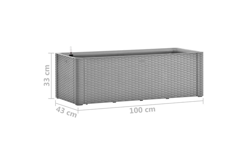 Upphöjd odlingslåda med självbevattning grå 100x43x33 cm - Grå - Utemöbler - Övrigt utemöbler - Tillbehör - Övriga trädgårdstillbehör