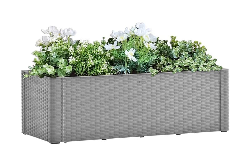 Upphöjd odlingslåda med självbevattning grå 100x43x33 cm - Grå - Övriga trädgårdstillbehör - Blomlåda