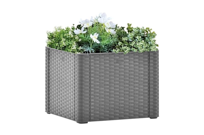 Upphöjd odlingslåda med självbevattning grå 43x43x33 cm - Grå - Utemöbler - Övrigt utemöbler - Tillbehör - Övriga trädgårdstillbehör