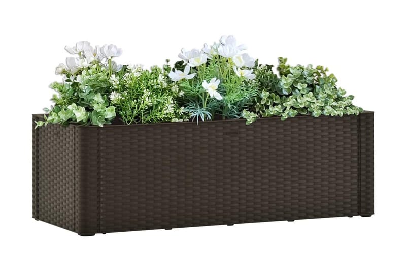 Upphöjd odlingslåda med självbevattning mocka 100x43x33 cm - Grå - Övriga trädgårdstillbehör - Blomlåda