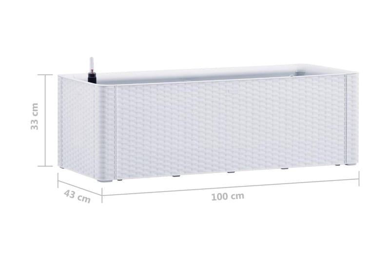 Upphöjd odlingslåda med självbevattning vit 100x43x33 cm - Vit - Utemöbler - Övrigt utemöbler - Tillbehör - Övriga trädgårdstillbehör