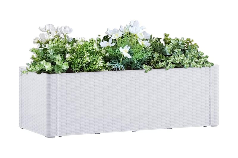 Upphöjd odlingslåda med självbevattning vit 100x43x33 cm - Vit - Övriga trädgårdstillbehör - Blomlåda