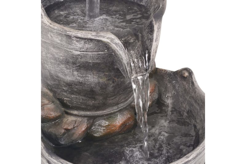Vattendekoration med kran och hinkar i polyresin - Grå - Övriga trädgårdstillbehör - Trädgårdsfontän