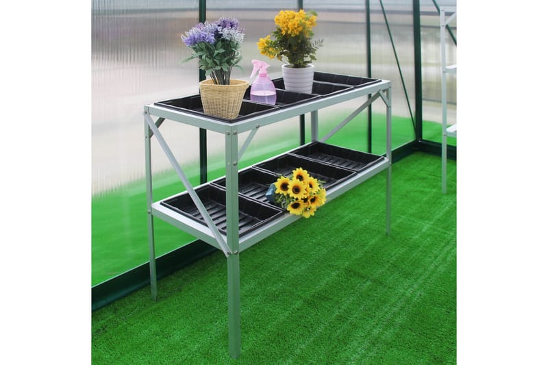 Växthusbord med planteringslådor 97x41x75 cm - Planteringsbord - Övriga trädgårdstillbehör