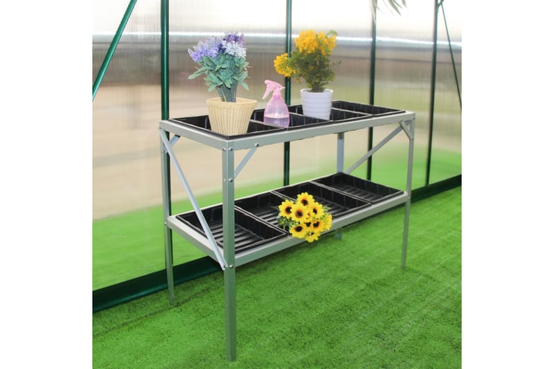 Växthusbord med planteringslådor 97x41x75 cm - Planteringsbord - Övriga trädgårdstillbehör