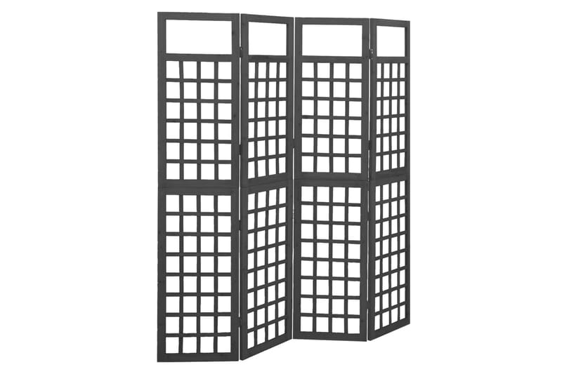 Rumsavdelare/Spaljé 4 paneler massiv gran svart 161x180 cm - Svart - Övriga trädgårdstillbehör