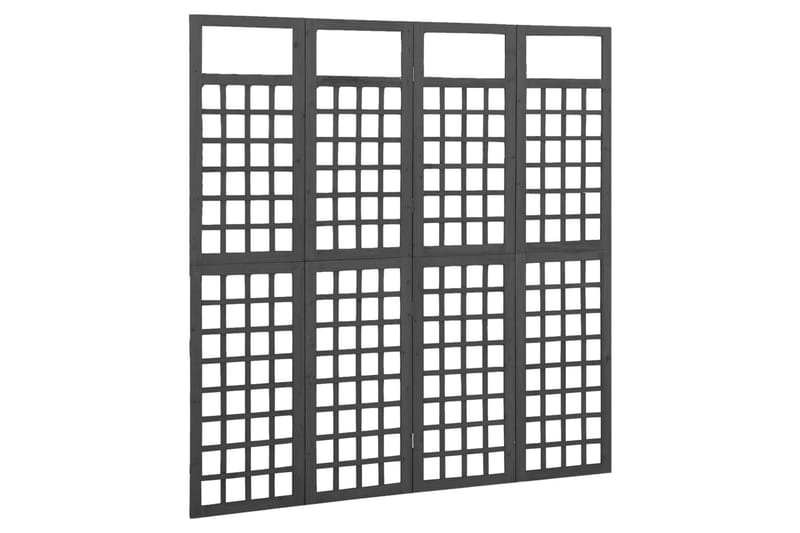 Rumsavdelare/Spaljé 4 paneler massiv gran svart 161x180 cm - Svart - Utemöbler - Övrigt utemöbler - Tillbehör - Övriga trädgårdstillbehör