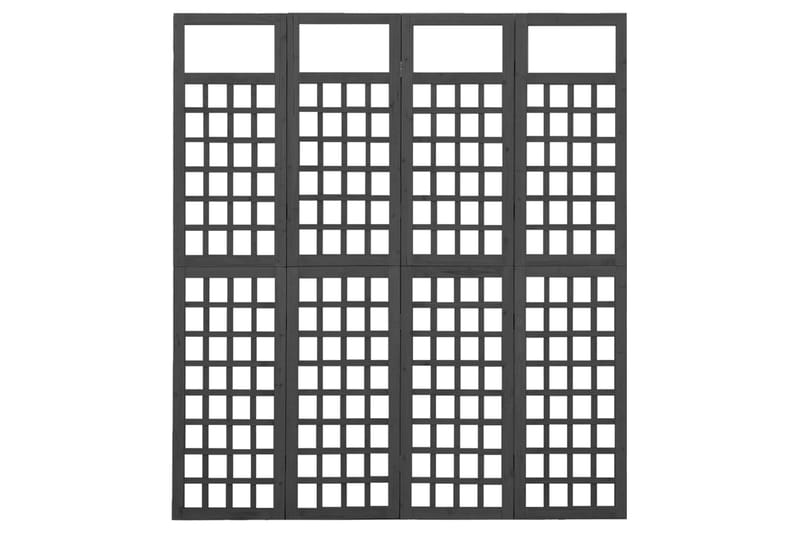 Rumsavdelare/Spaljé 4 paneler massiv gran svart 161x180 cm - Svart - Utemöbler - Övrigt utemöbler - Tillbehör - Övriga trädgårdstillbehör