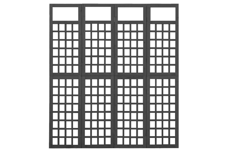 Rumsavdelare/Spaljé 4 paneler massiv gran svart 161x180 cm - Svart - Övriga trädgårdstillbehör