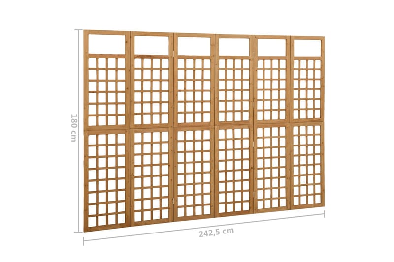 Rumsavdelare/Spaljé 6 paneler massiv gran 242,5x180 cm - Brun - Övriga trädgårdstillbehör