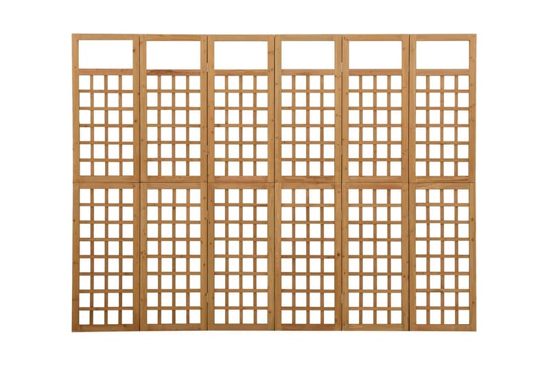 Rumsavdelare/Spaljé 6 paneler massiv gran 242,5x180 cm - Brun - Övriga trädgårdstillbehör