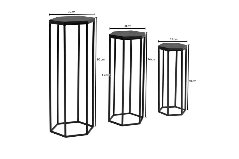 Satsbord Wohnling Set om 3 massiva träblombord Industriell - Utemöbler - Övrigt utemöbler - Tillbehör - Hylla utomhus