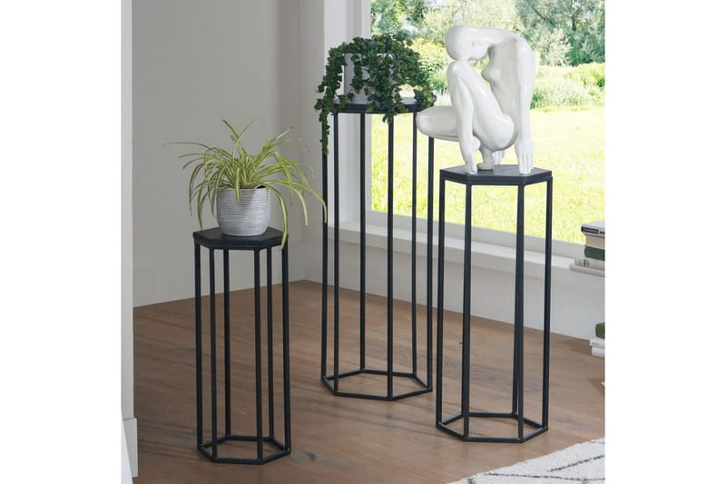 Satsbord Wohnling Set om 3 massiva träblombord Industriell - Utemöbler - Övrigt utemöbler - Tillbehör - Hylla utomhus